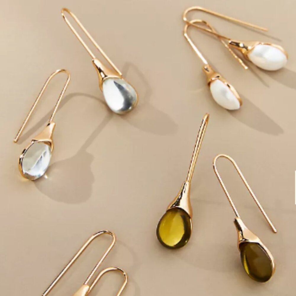 NEW~ Anthropologie Blue Stone Drop Earrings - Picture 7 of 7